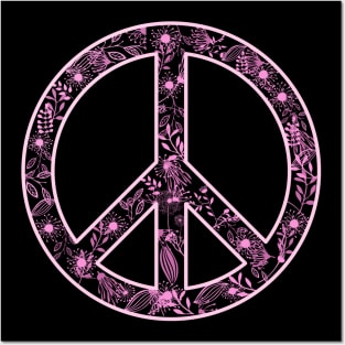 Girly Flower Peace Sign Posters and Art